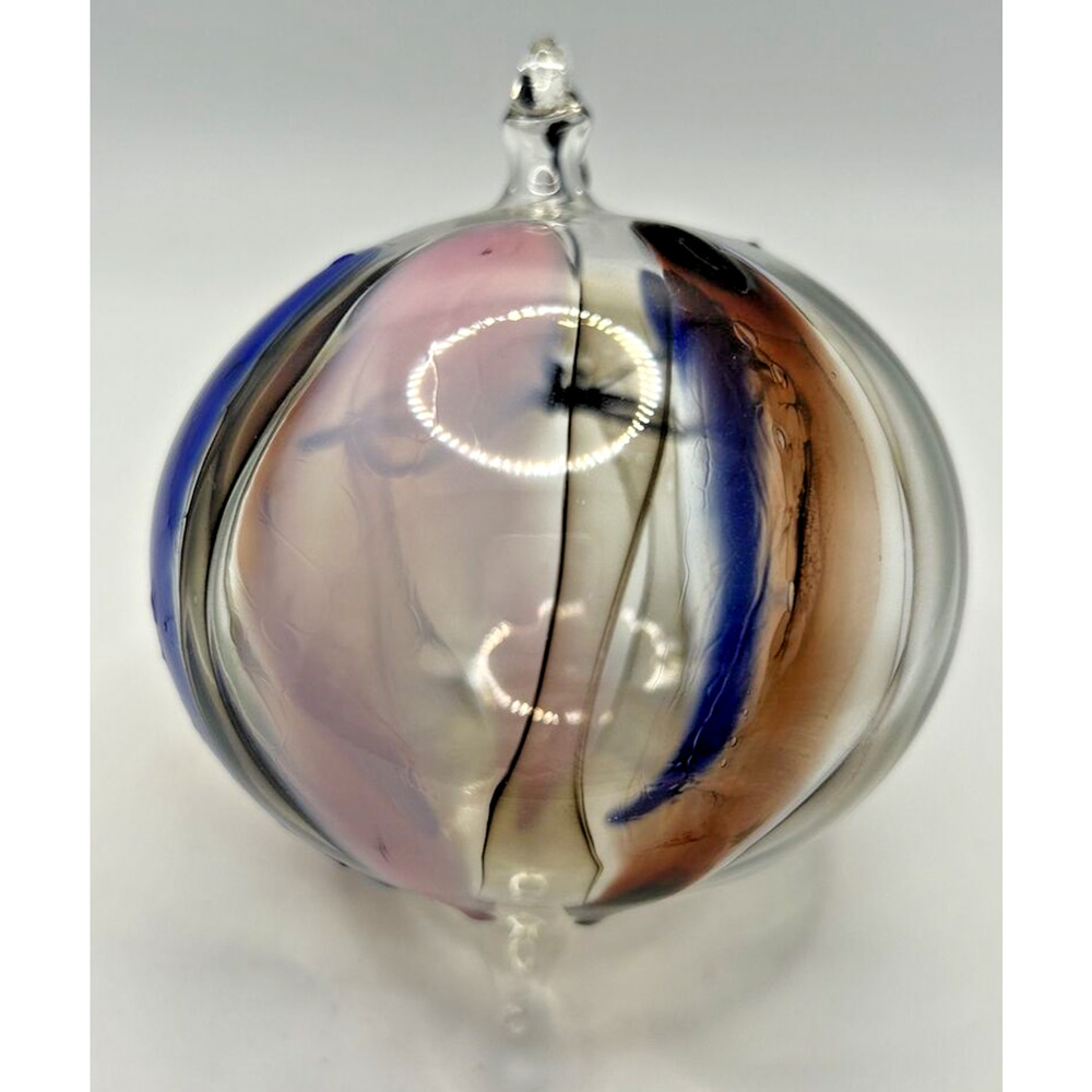 Vintage Art Glass Twisted Blue Purple Green Maroon‎ Ornament U257/2